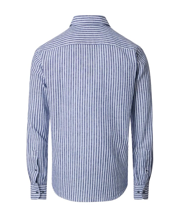 Heren overhemd lange mouw blauw