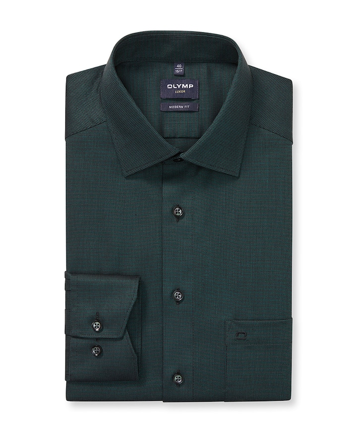 Heren overhemd lange mouw groen