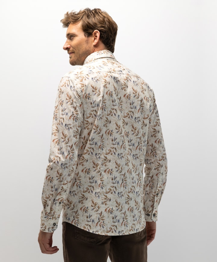 Heren overhemd lange mouw beige