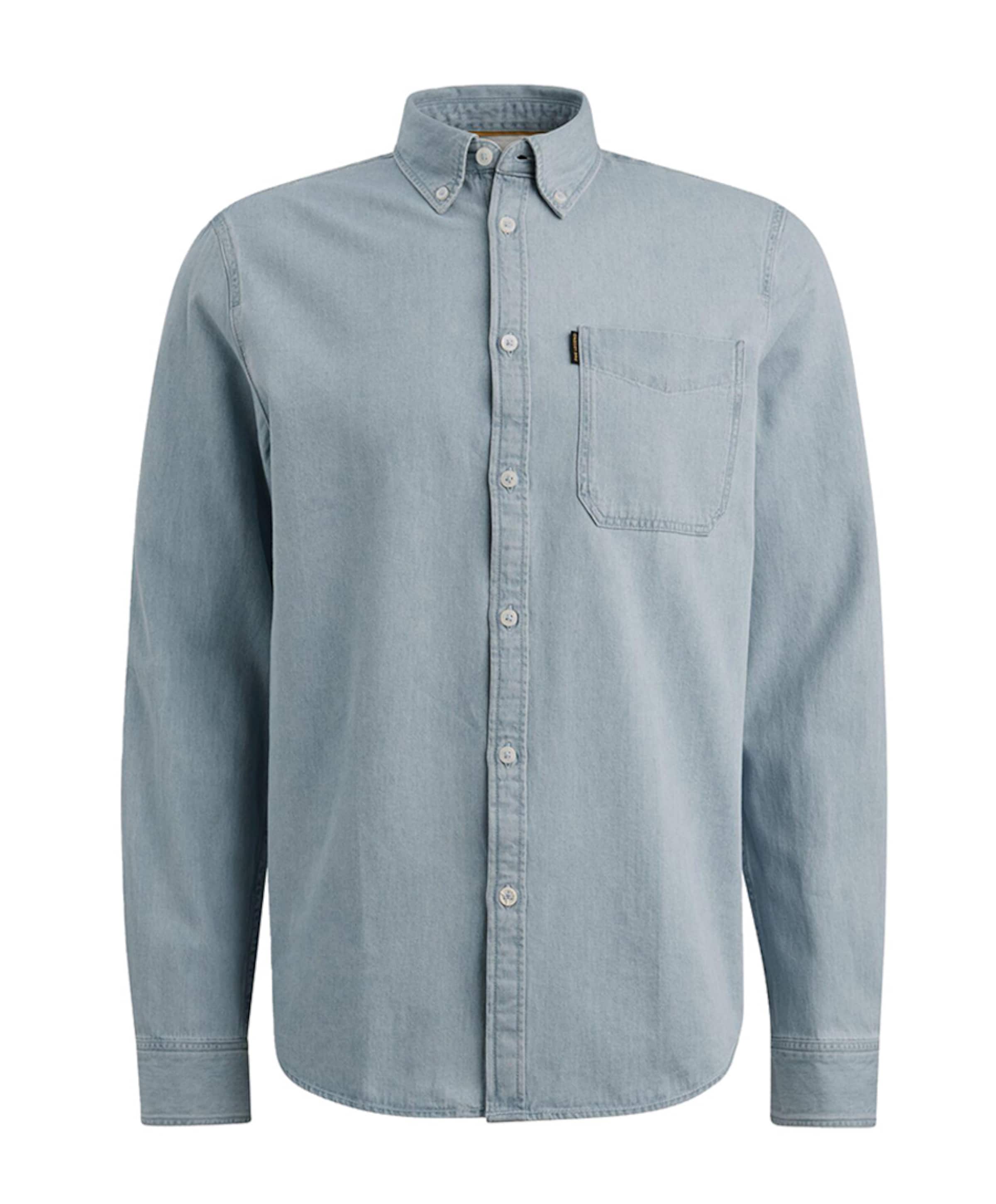 Heren overhemd lange mouw blauw