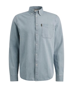 Heren overhemd lange mouw blauw