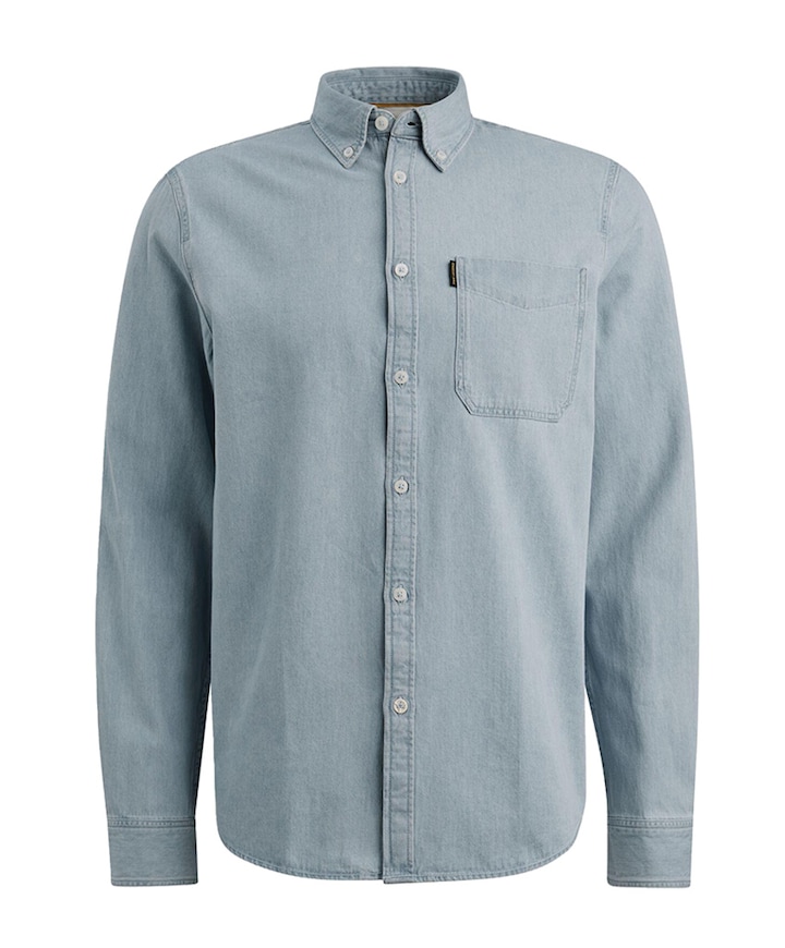 Heren overhemd lange mouw blauw