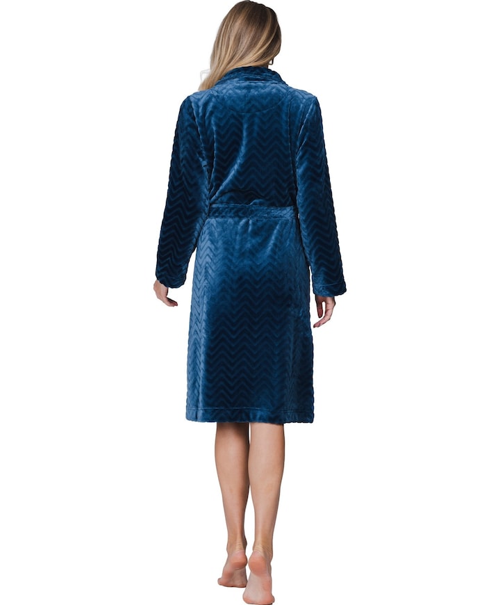 Dames ochtendjas blauw