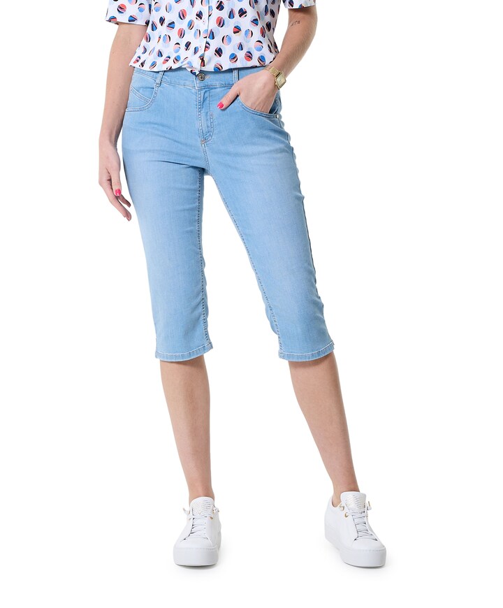 5-Pocket Slim capri blauw