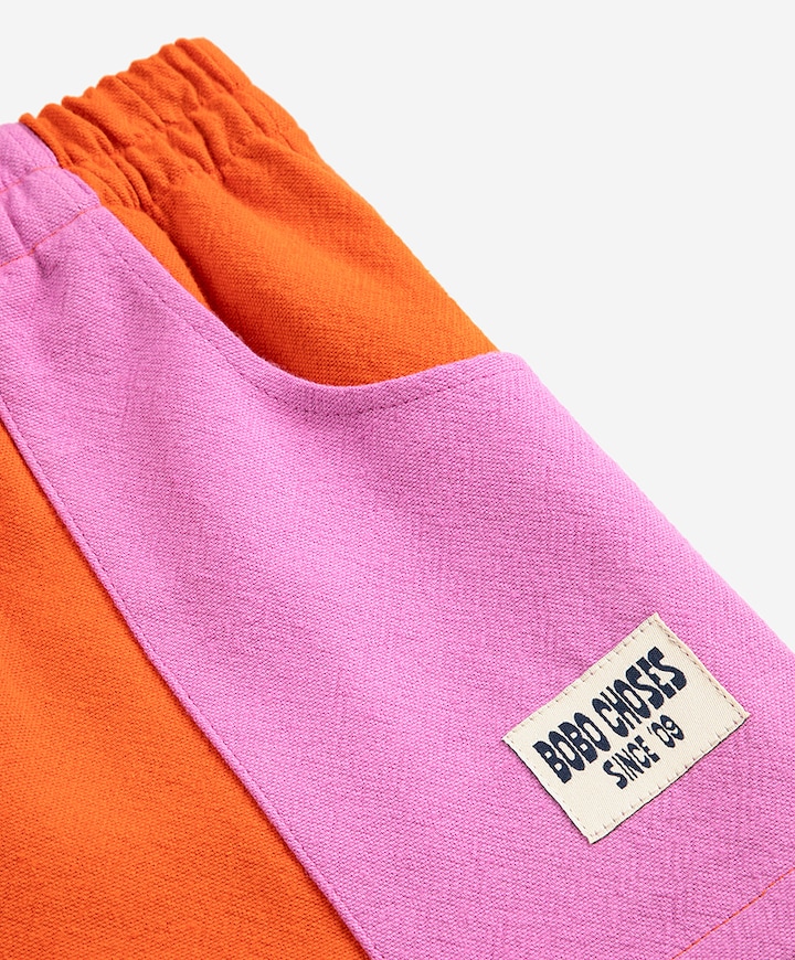 Colorblock woven uniseks korte broek rood