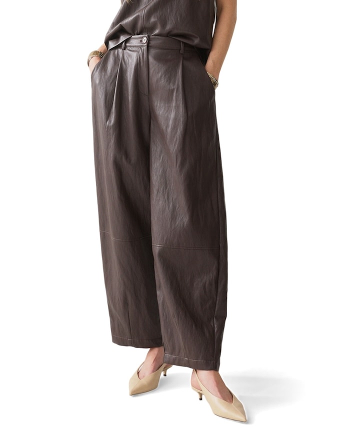 Balloon Soft faux leather dames broek bruin