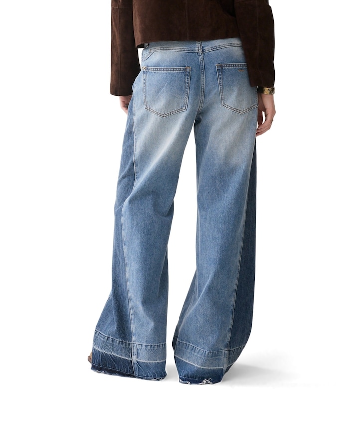Wide leg Vintage cotton twill dames jeans blauw