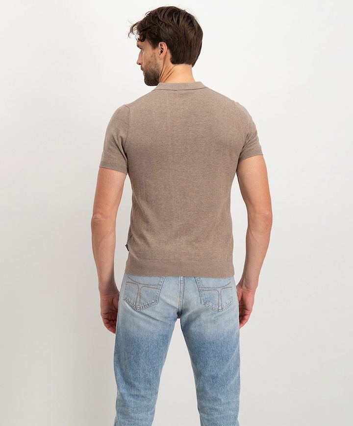 Heren polo beige