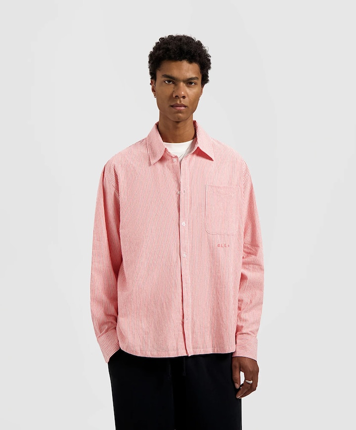 Heren overhemd lange mouw oranje