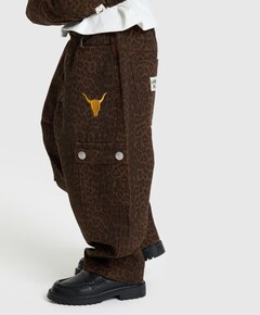 Kids woven leopard cargo pants meisjes broek bruin