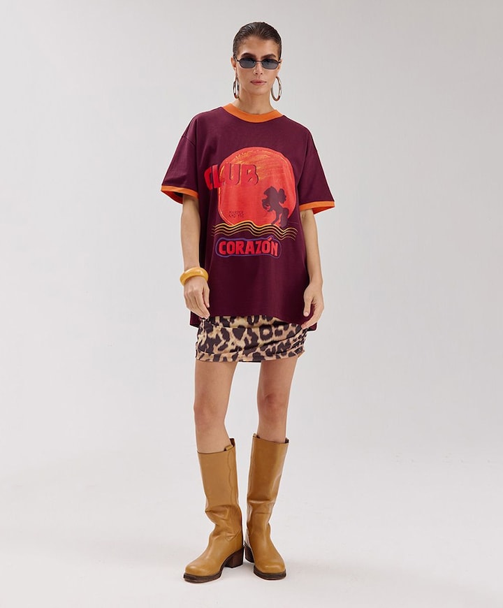 Dames T-shirt bordeaux