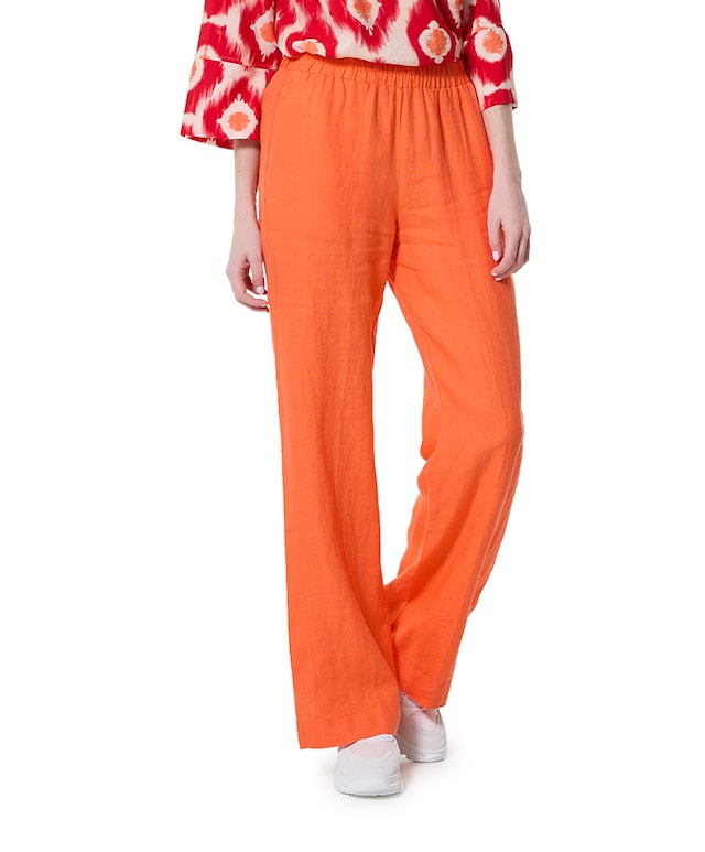 trousers solid linen blend broek oranje