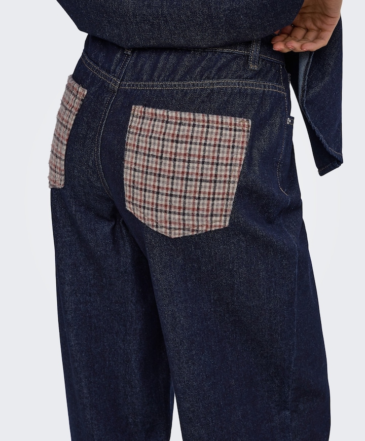 ONLHOPE HW WIDE CHECK DNM SIJI dames jeans blauw