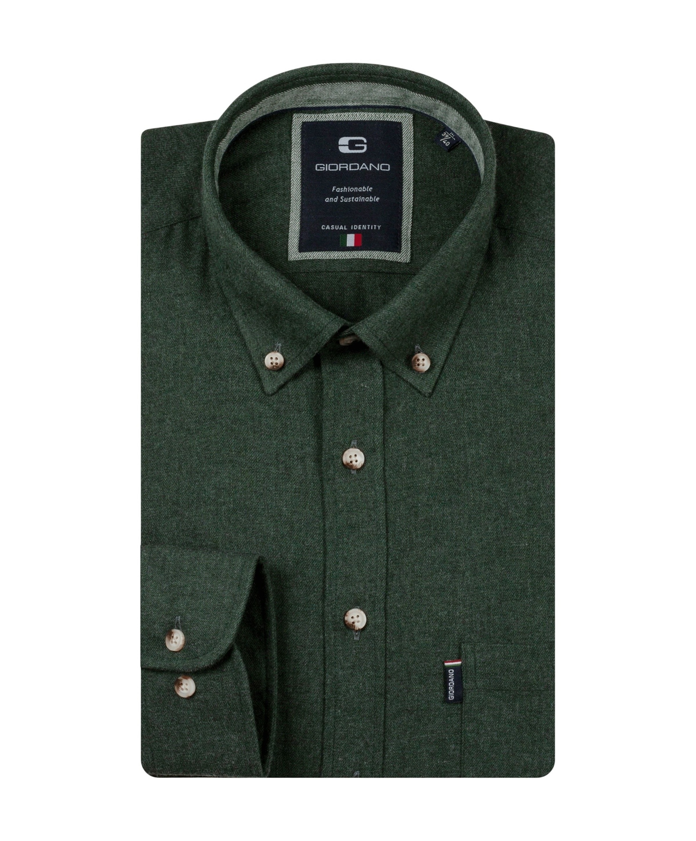 Heren overhemd lange mouw groen