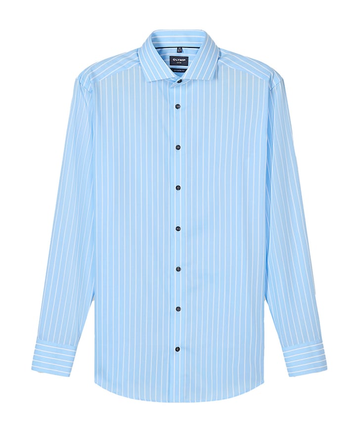 Heren overhemd lange mouw blauw