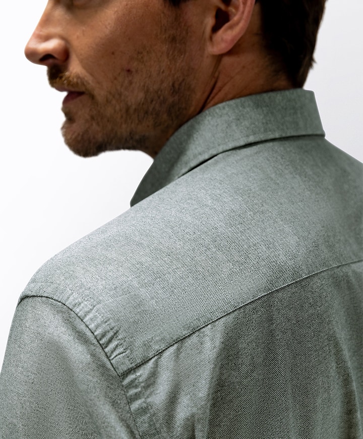 Heren overhemd lange mouw groen