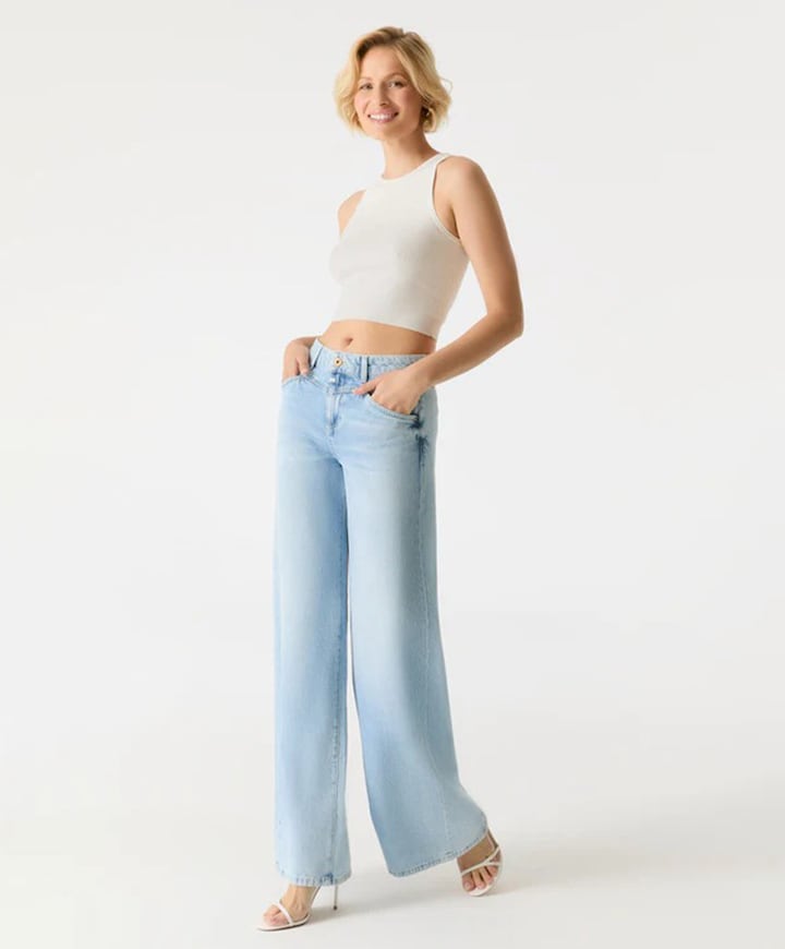 wide leg dames jeans blauw