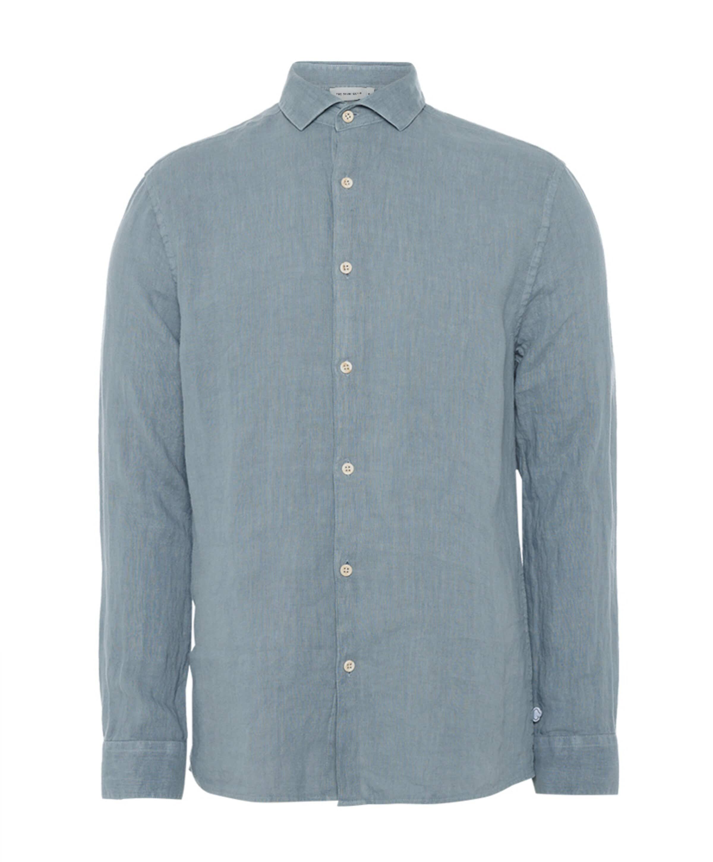 Heren overhemd lange mouw blauw