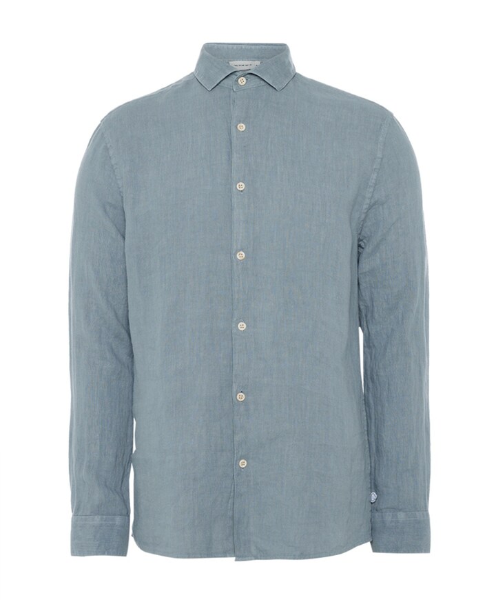 Heren overhemd lange mouw blauw