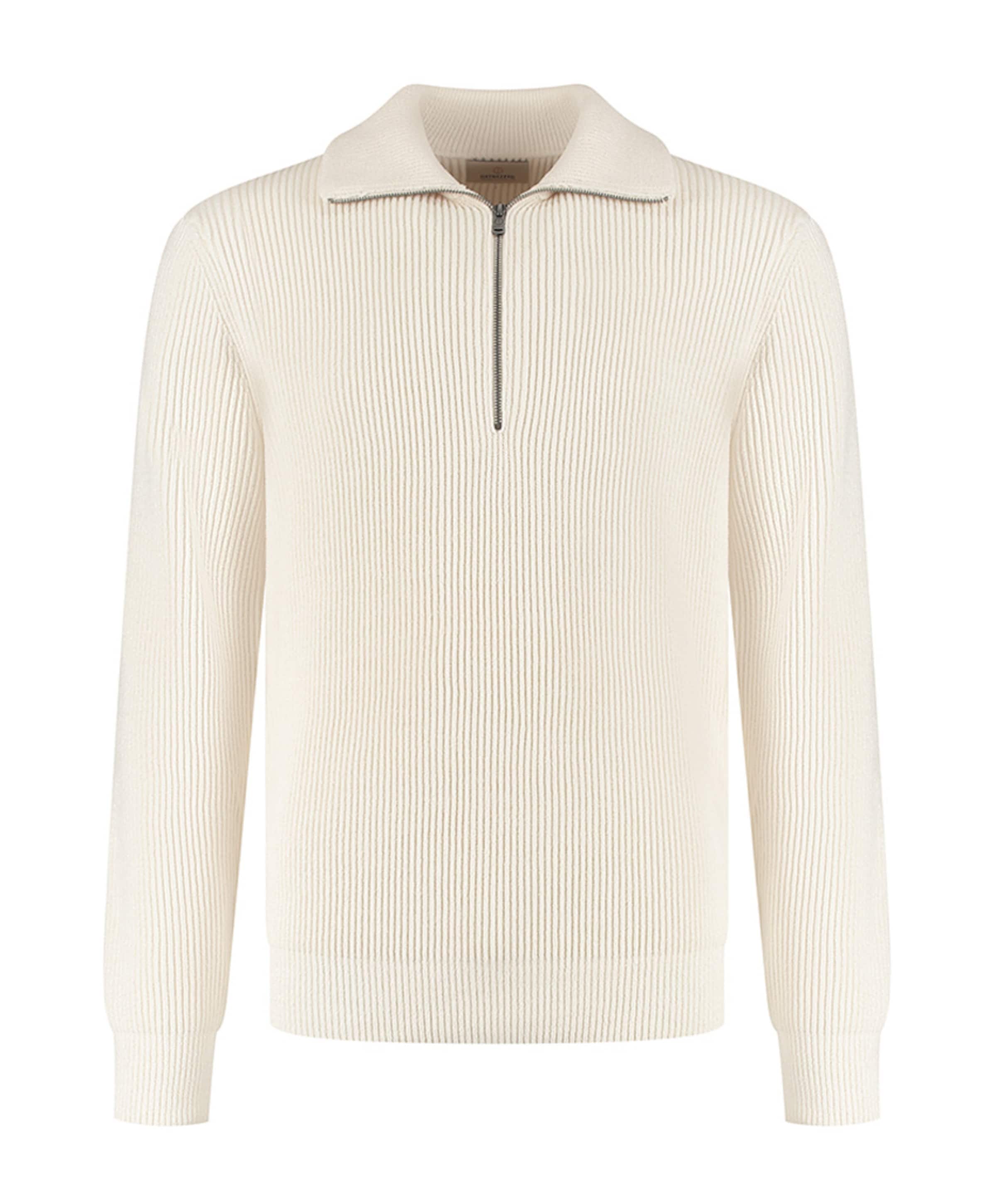 Heren trui met rits ecru