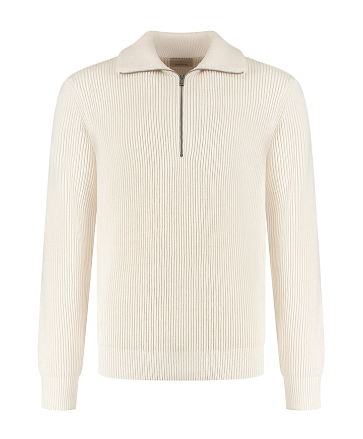Heren trui met rits ecru