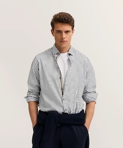 Heren overhemd lange mouw blauw