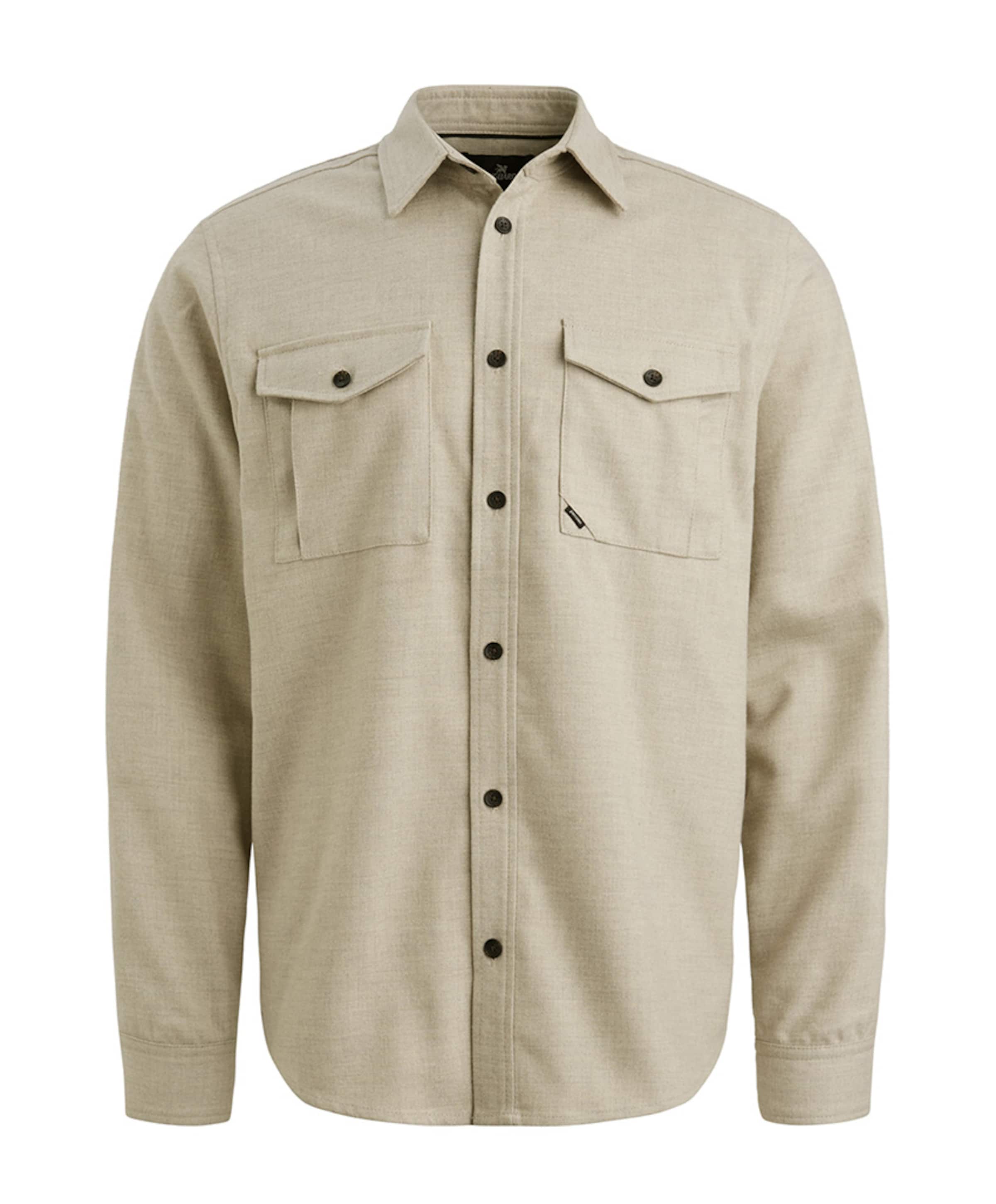 Heren overhemd lange mouw beige