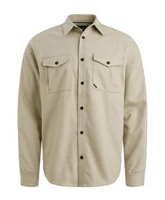 Heren overhemd lange mouw beige