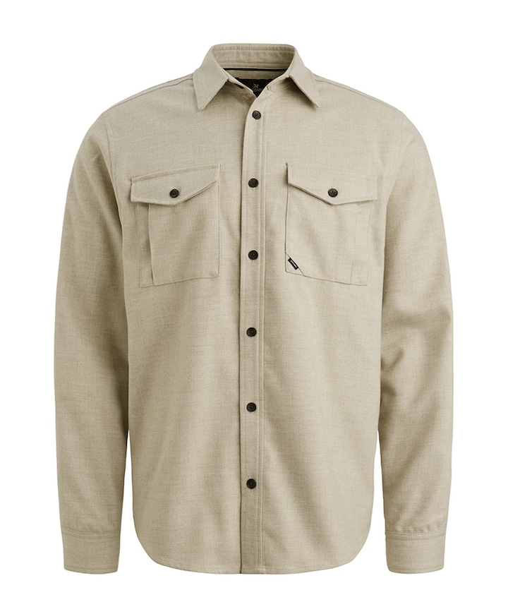 Heren overhemd lange mouw beige