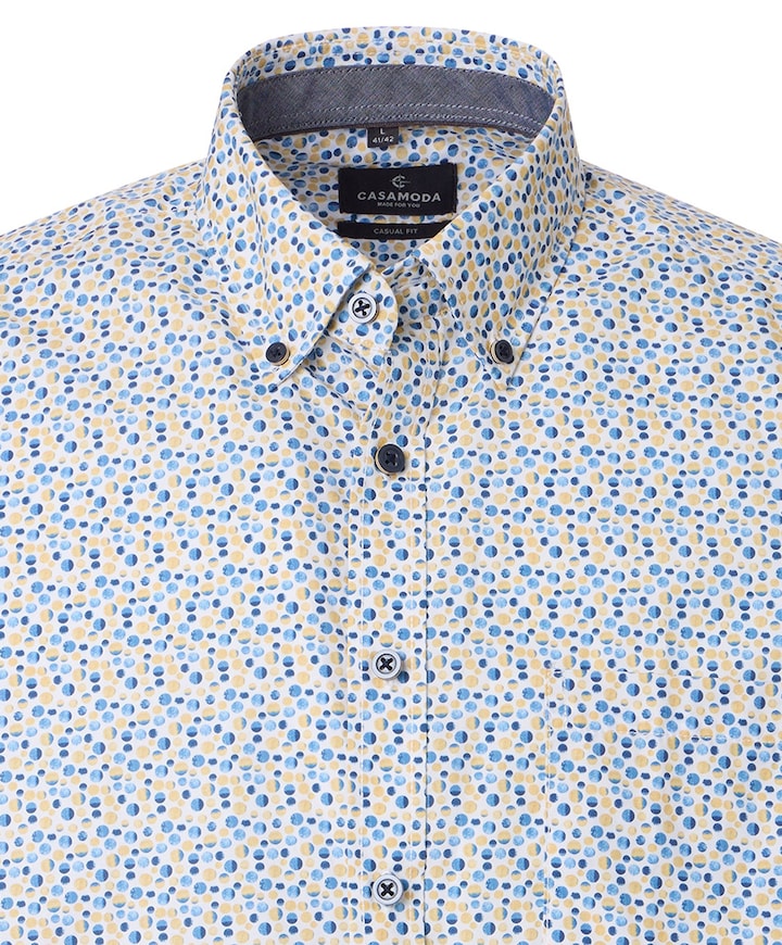 Heren overhemd korte mouw geel