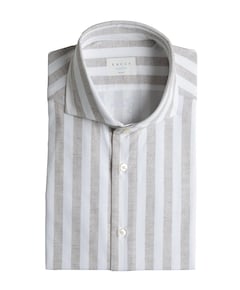 Heren overhemd lange mouw bruin