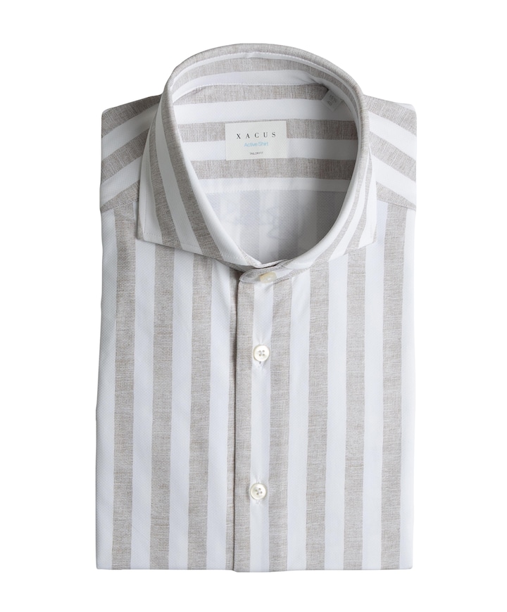 Heren overhemd lange mouw bruin