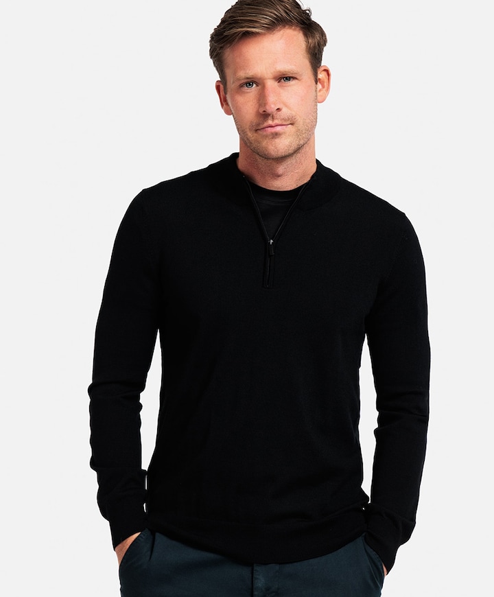Heren trui met rits zwart