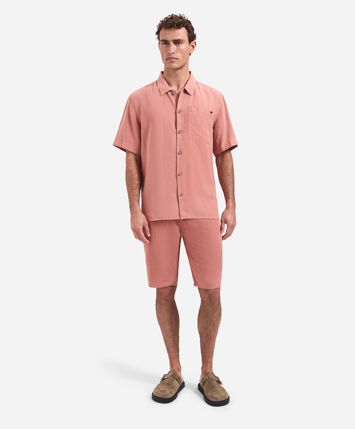 Heren overhemd korte mouw roze