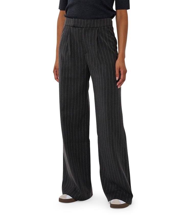 High waist stripe studs broek grijs