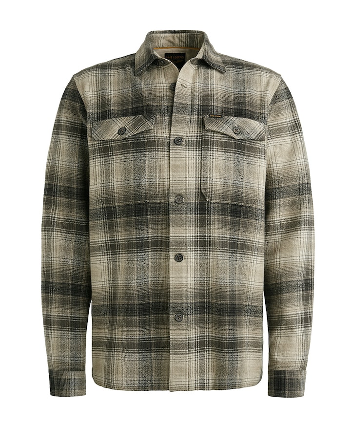 Heren overhemd lange mouw beige