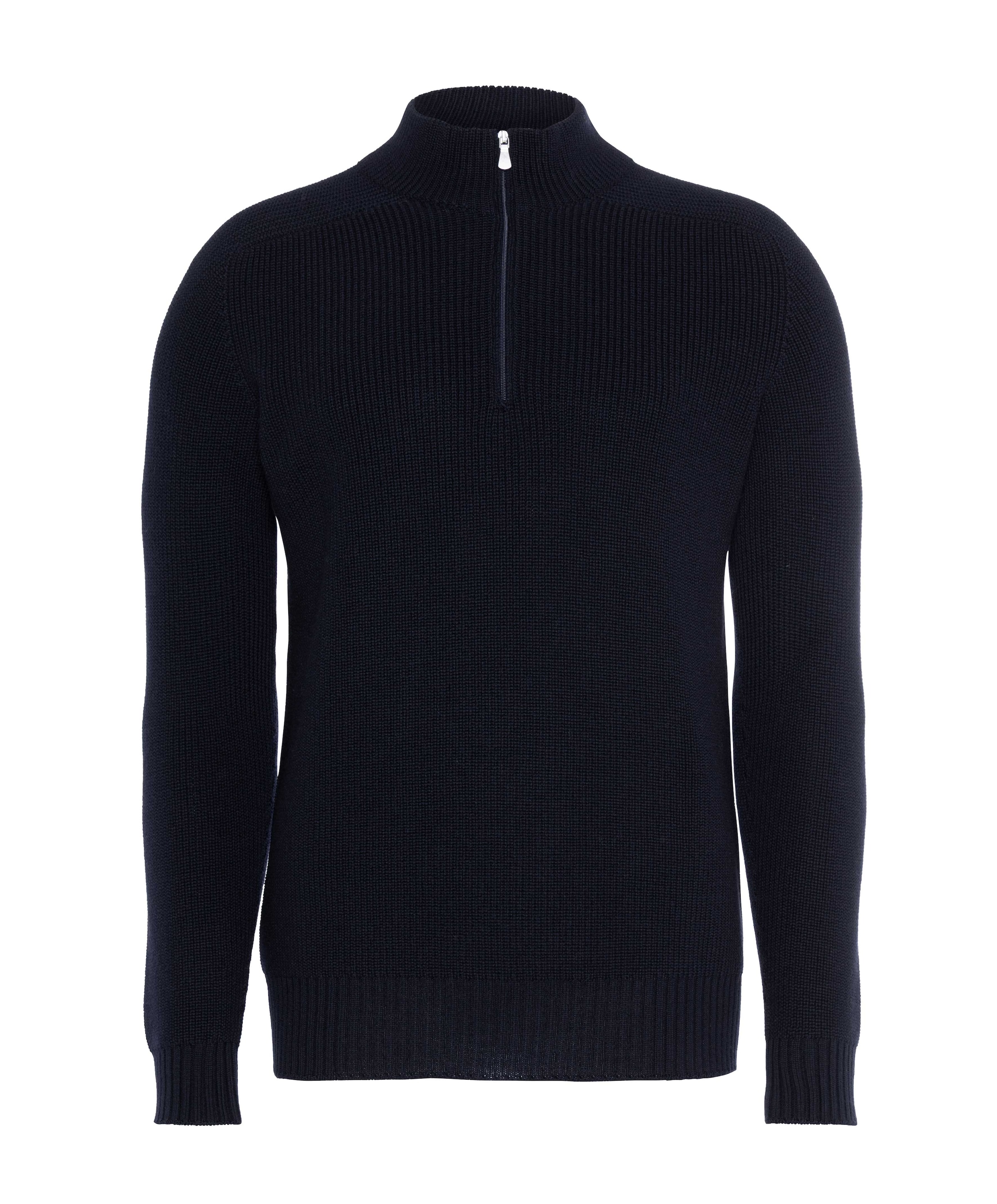 Heren trui met rits blauw