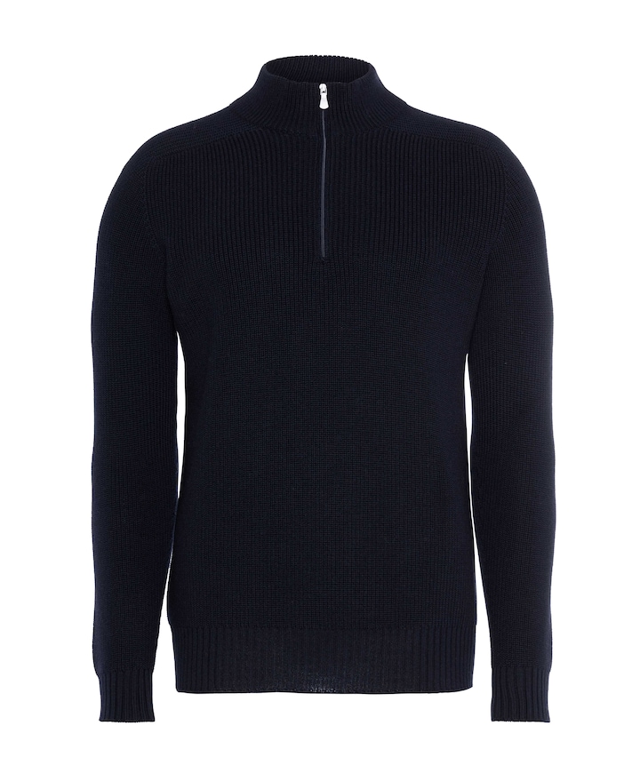 Heren trui met rits blauw