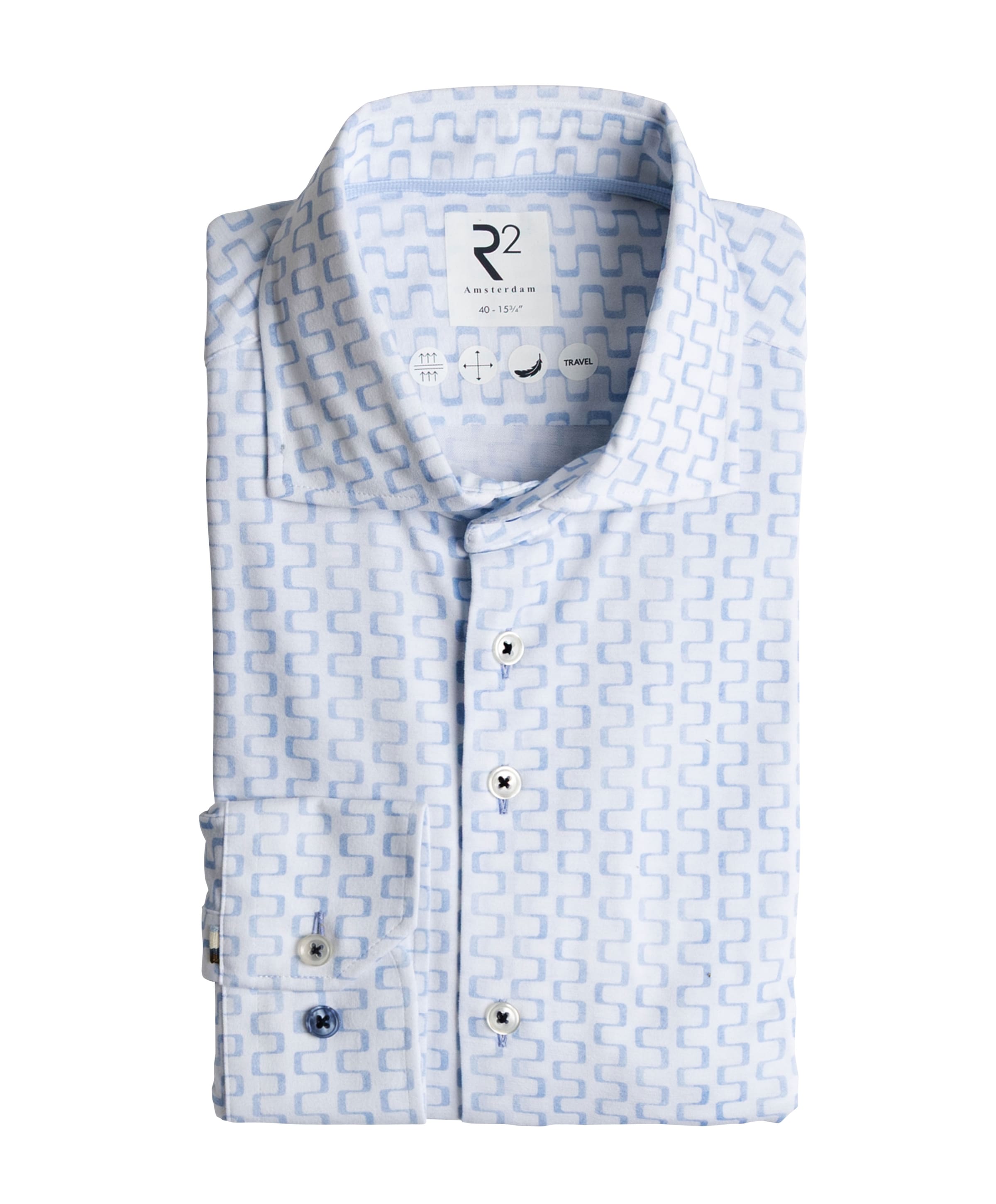 Heren overhemd lange mouw blauw