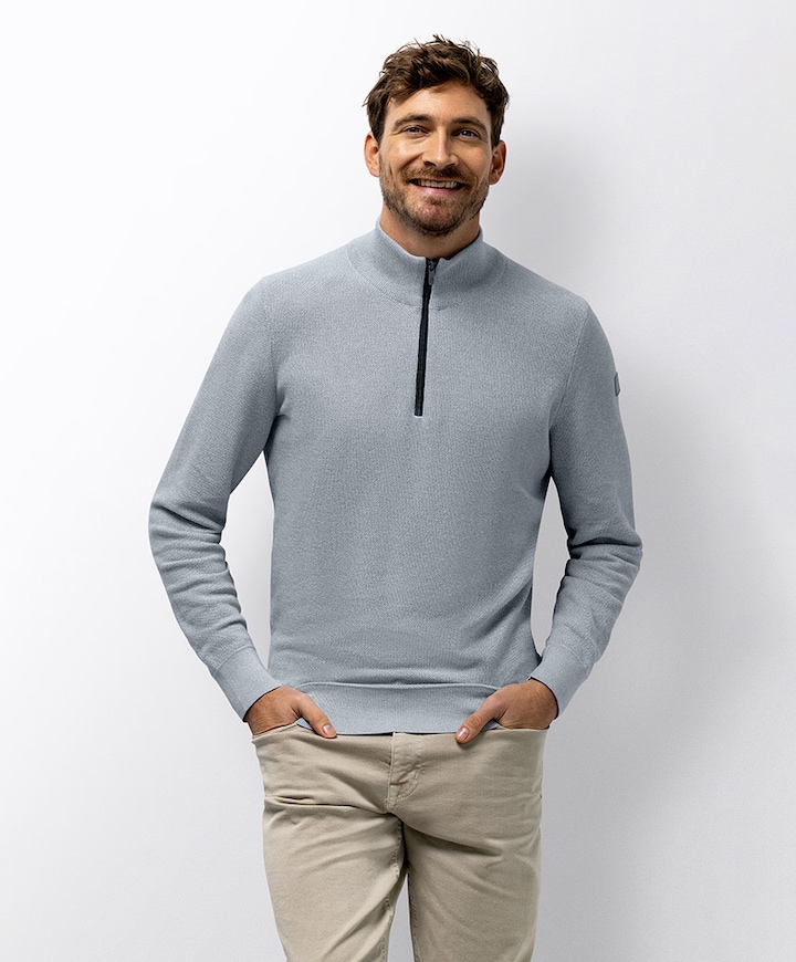 Heren trui met rits blauw