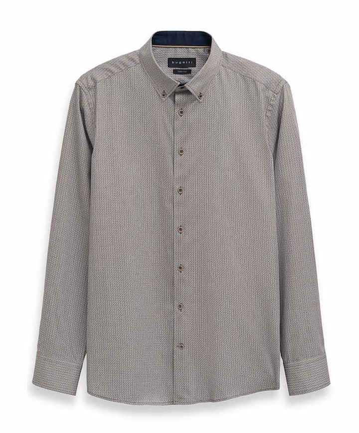 Heren overhemd lange mouw beige