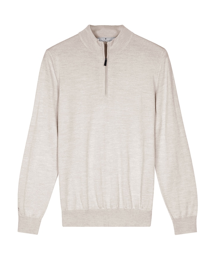 Heren trui met rits ecru