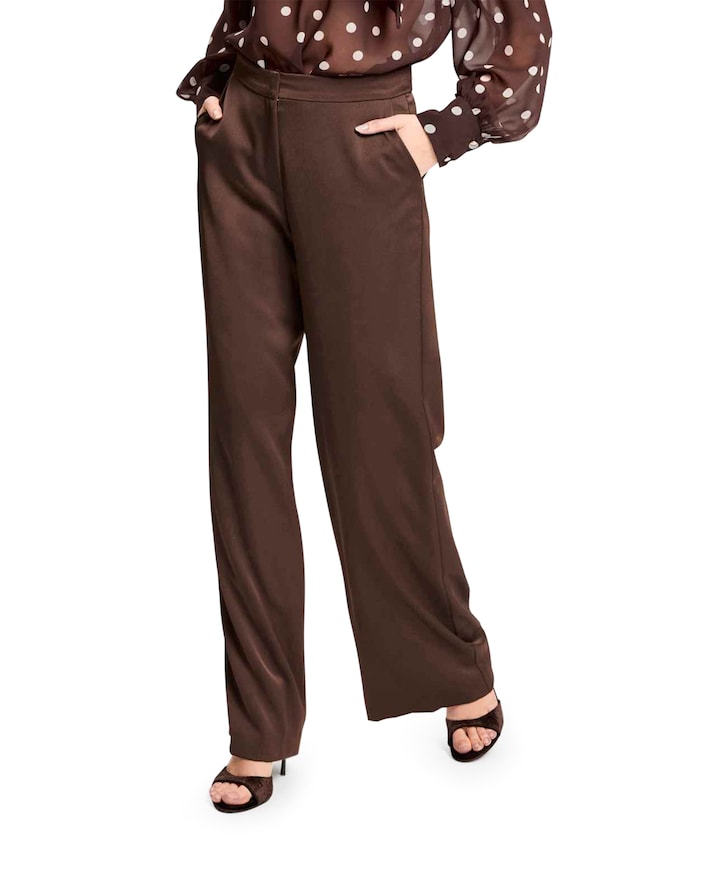 Satin mit geradem Bein dames pantalon bruin
