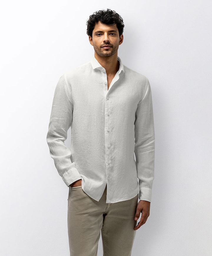 Heren overhemd lange mouw wit