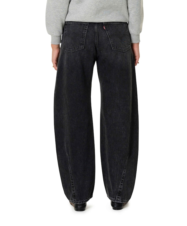 Baggy dad barrel dames jeans zwart