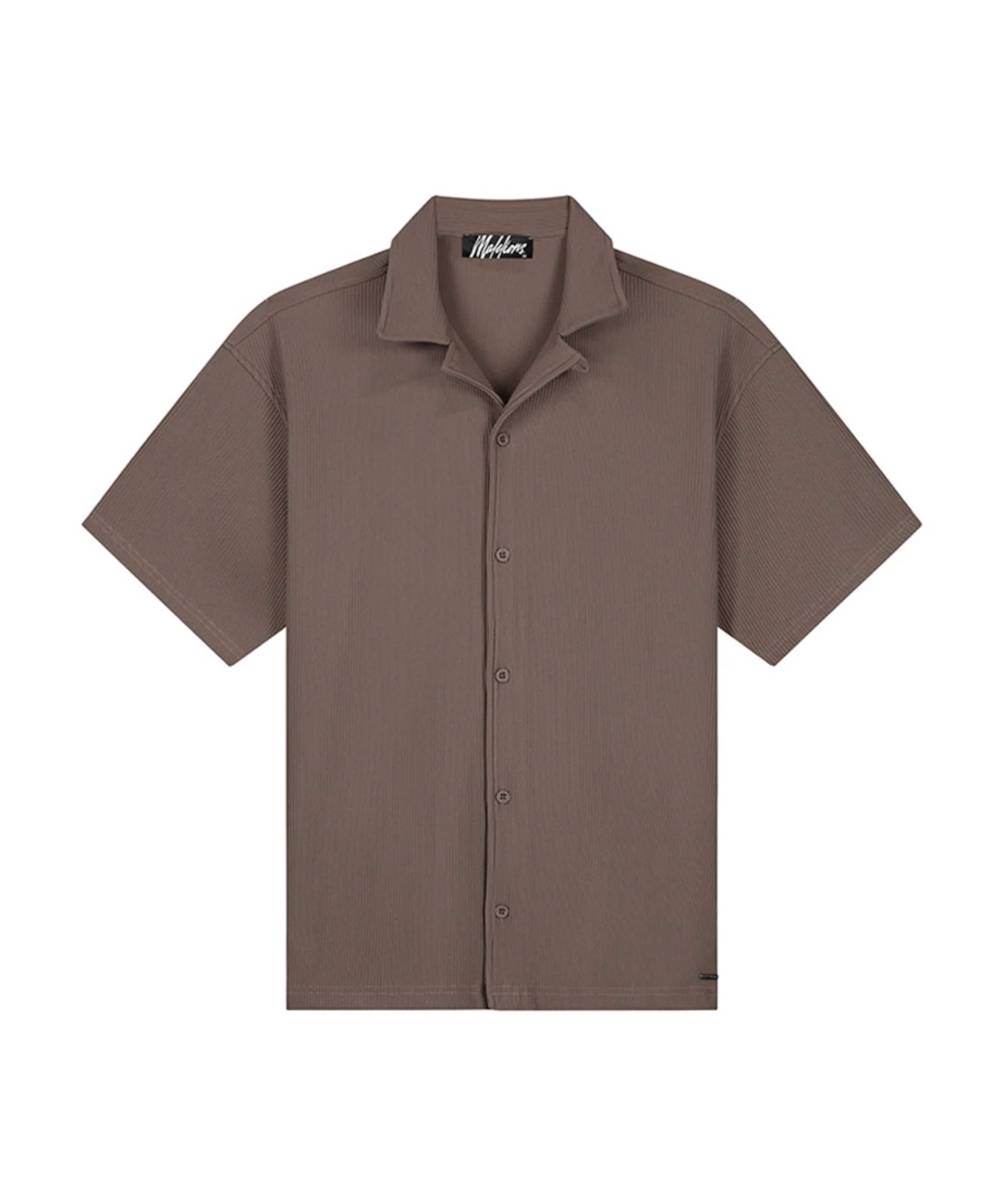 Heren overhemd korte mouw bruin