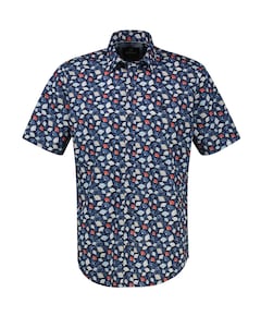 Heren overhemd korte mouw blauw