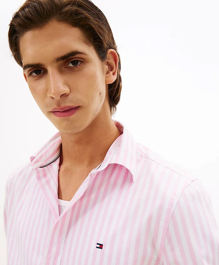 Heren overhemd lange mouw roze