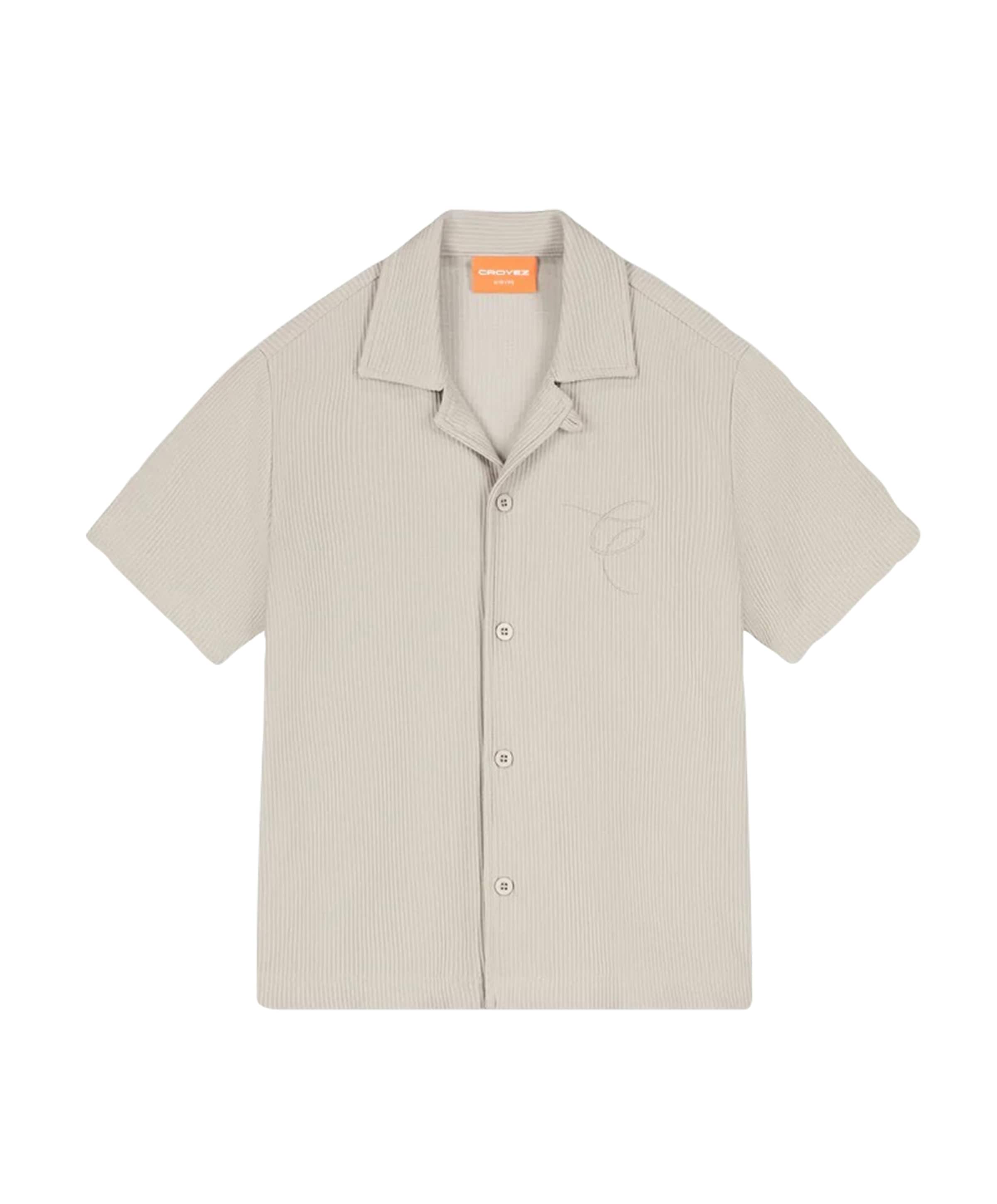 Jongens overhemd korte mouw beige