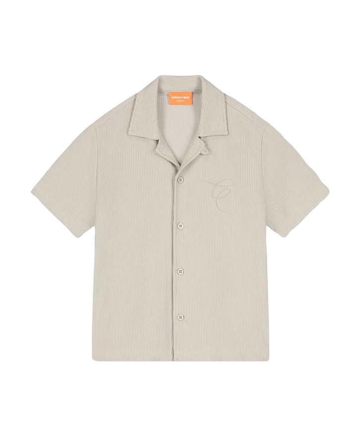 Jongens overhemd korte mouw beige